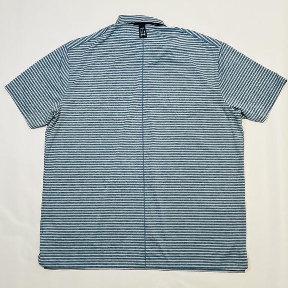 Nike Dri-FIT Polo Shirt Mens XL Blue White Striped Golf Tiger Woods Athletic - Picture 2 of 12